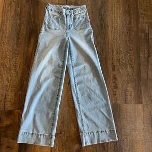 Celebrity Pink Light Blue Wide-Leg Jeans with Front Patch Pockets